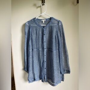 Eileen Fisher Women's Small Sheer Linen Button Down S/P